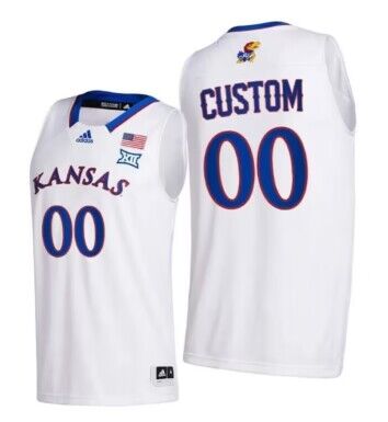 Men's Kansas Jayhawks Custom White Stitched Basketball Jersey
